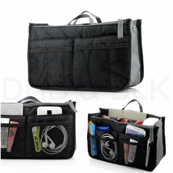 Multipurpose Travel Handbag Insert Organizer Multiple Pockets Black Unisex - Picture 2 of 7